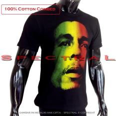 Spectral - Kaos Distro T-Shirt Distro Fashion 100% Soft Cotton Combed 30s Kaos Pria Kaos Fashion Baju Distro T - Shirt Gambar Animasi Seni WAJAH BOB MARLEY WARNA WARNI Rasta Regggae Musik Band Blues Rock Pop Atasan Pria Wanita Katun Pakaian - Kaos Hitam