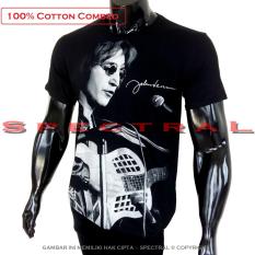 Spectral - Kaos Distro T-Shirt Distro Fashion 100% Soft Cotton Combed 30s Kaos Pria Kaos Fashion Baju Distro T - Shirt Gambar JOHN LENNON GITAR The Beatles Beatle Musik Pop Rock Gitar Band Art Atasan Pria Wanita Katun Simple Keren Pakaian - Hitam