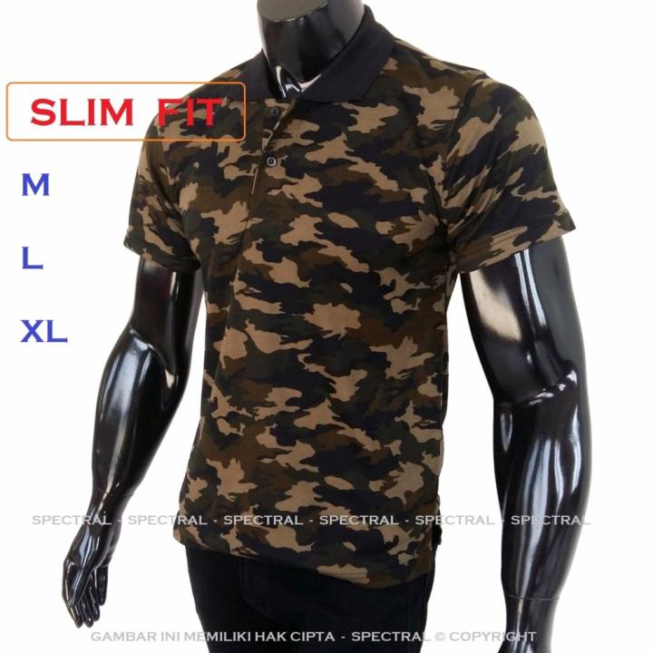 Spectral Polo  Shirt Army  Slim Fit M L XL T Shirt Pria 