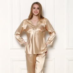 Spring and Autumn Pajamas Wholesale 2015 New Female Long SleeveImitation Silk Noble High-grade Female Pajamas