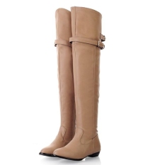 Musim Semi Musim Gugur Baru Korea Flat High Boots Over-Knee Long Boots Sepatu Wanita Ladies Menunjuk Singles Martin Boots