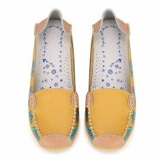 Musim Semi Musim Gugur Kulit Asli untuk Wanita Datar Malas Sepatu Kulit Lembut Wanita Bentuk Jari Kaki Membulat Sneaker Fleksibel Ballet Sepatunya