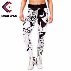Musim Semi Geometry Wanita Sport Legging Gadis Wajah Cetak Tinggi Pinggang Elastis Celana Kerja Legging Kebugaran Celana untuk Wanita WA0101- internasional
