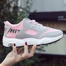 Musim Semi Dilapisi Perempuan Modis Sneakers Bernapas Sepatu (Merah Muda)