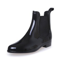 Musim Semi Musim Dingin Boots Desain Merek Ankle Boots Rain Boots Elastis Band Sepatu Wanita Solid Karet Tahan Air Flats Cd609-Intl