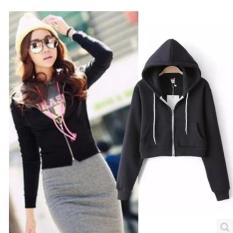 SR Cloth Jaket Hoodie Crop Wanita Hitam / Navy / Pink / Maroon /Abu Muda