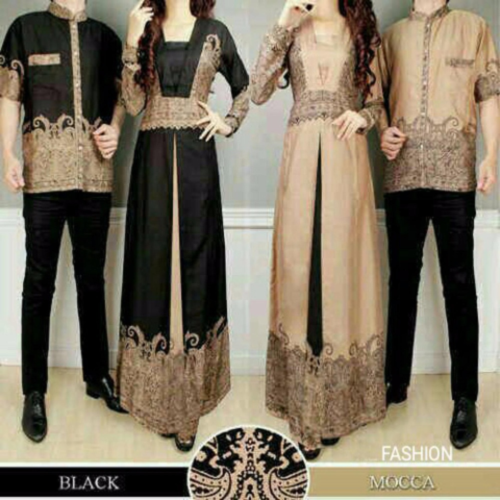 SR Collection Best Seller Couple Batik Muslim Pria Wanita Elegencenang - Hitam