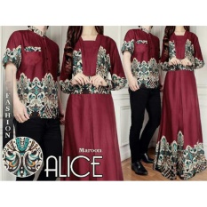 SR Collection Couple Batik Muslim Pria Wanita Alicen - Maroon