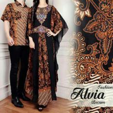 SR Collection Couple Batik Muslim Pria Wanita Alvianasyah - Coklat