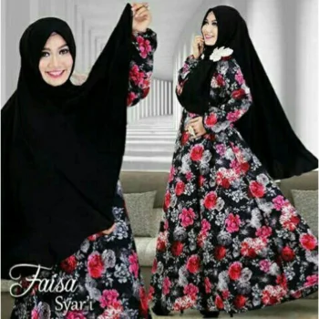SR Collection Maxy Gamis Syari Muslim Set 2 in 1 Wanita Faisaraswati - Hitam