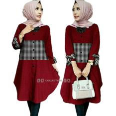 SR Collection Tunik Wanita Zoya Lengan Panjang Best Seller - Maroon