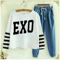 St Exo Denim White , Baju Setelan Wanita - MS