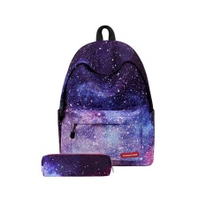 Star Chart Tas Punggung Berpola Pensil Case Ransel Laptop Sekolah Remaja (Langit Berbintang + Tas Pena)-Intl