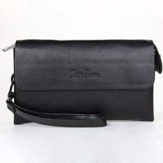 Clutch Bag PU Kulit pria Panjang Tas Zipper Tas Dompet Bisnis (Hitam)