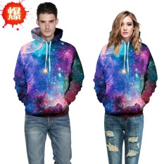 Stars Printing Pria dan Wanita Pasangan Bisbol Hoodie Ukuran Besar Sweter-Intl