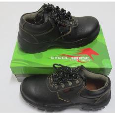 Sepatu safety Genuine Leather Steel Horse safety shoes 9239 grain leather laced shoe dual density sole