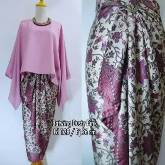 Stelan atasan blouse kebaya batwing dan rok lilit wanita jumbo long skirt Nadya - dusty pink