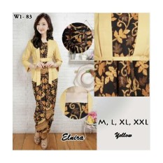 Stelan Baju Batik Wanita / Kebaya Modern Kutubaru Plus Rok Lilit/ Stelan Kebaya Pesta Elnira Motif Paya Gold Ready Size M.L Dan XL