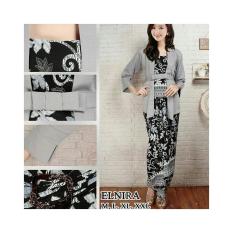 Stelan Baju Batik Wanita / Kebaya Modern Kutubaru Plus Rok Lilit/ Stelan Kebaya Pesta Elnira Motif Paya Grey Ready Size M.L Dan XL