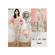 Stelan Baju Batik Wanita / Kebaya Modern Kutubaru Plus Rok Lilit/ Stelan Kebaya Pesta Elnira Motif Salem Clasic Ready Size M.L Dan XL