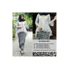 Stelan Kebaya Brukat / Kebaya Brukat Pesta Bianca Grey Plus Rok Lilit ( No Pasmina) Ready Sz M. L. XL. Dan XXL