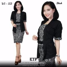 Stelan baju batik wanita/kebaya modern kutu baru & rok lilit. Elnira Lengan pendek. keluaran terbaru
