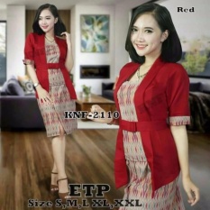 Stelan baju batik kebaya modern kutu baru & rok lilit. Elnira Lengan pendek. keluaran terbaru MERAH