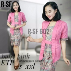 Stelan baju batik wanita/kebaya modern kutu baru & rok lilit. Elnira Lengan pendek. keluaran terbaru PINK