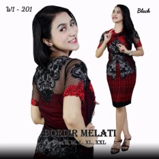 Stelan kebaya kutu baru Bordir melati & rok frisket pendek.