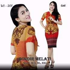 Stelan kebaya kutu baru Bordir melati & rok frisket pendek. keluaran terbaru