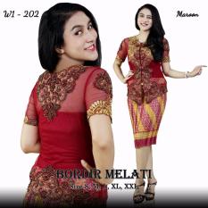 Stelan kebaya kutu baru Bordir melati & rok frisket pendek. kebaya modern keluaran terbaru