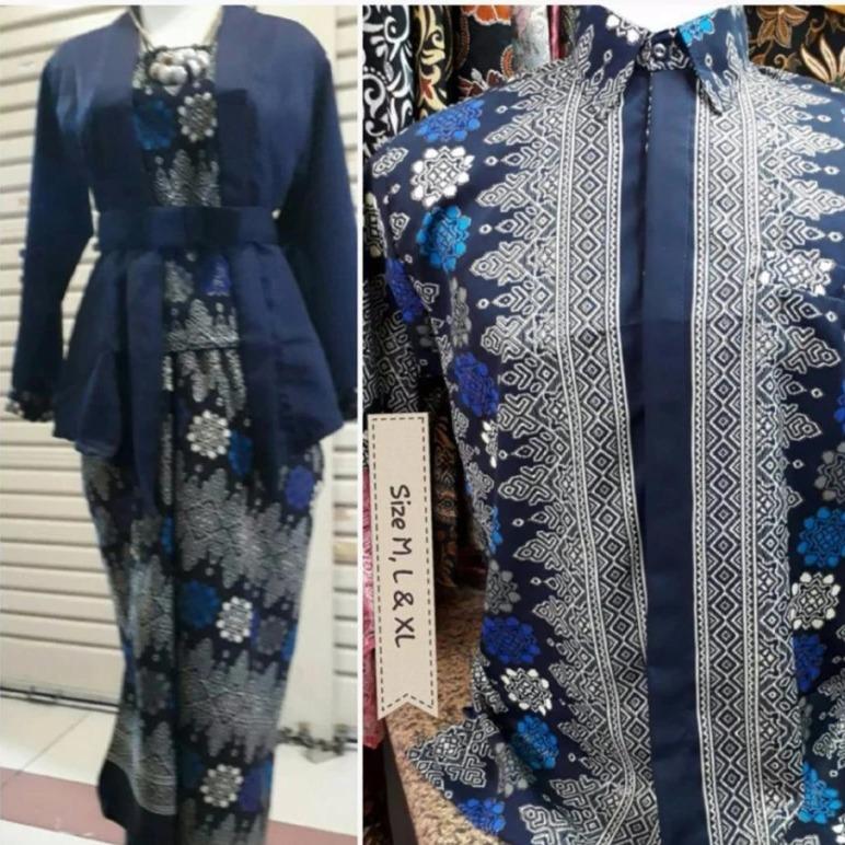 Stelan kebaya kutu baru couple rok lilit Wanita Dan Kemeja Batik Pria 