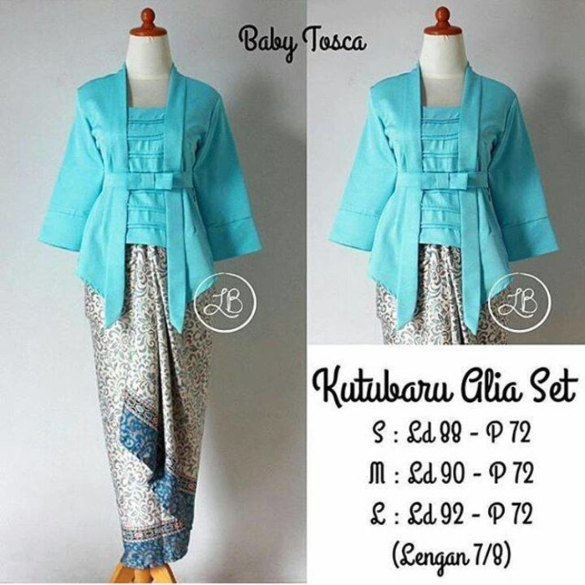 Stelan kebaya kutu baru polos & rok lilit 