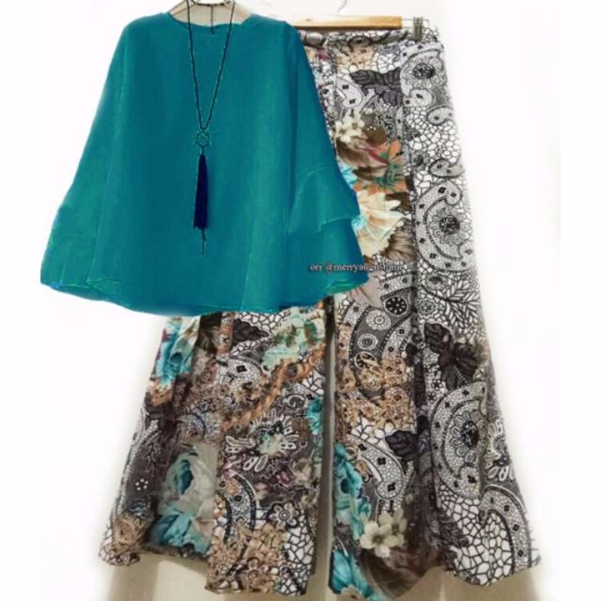 RULIVA - stelan kulot katun jepang BATIK ARETA