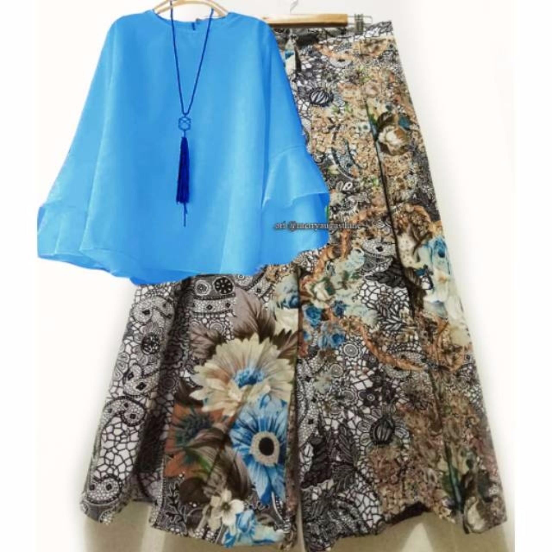 RULIVA - stelan kulot katun jepang BATIK ARETA