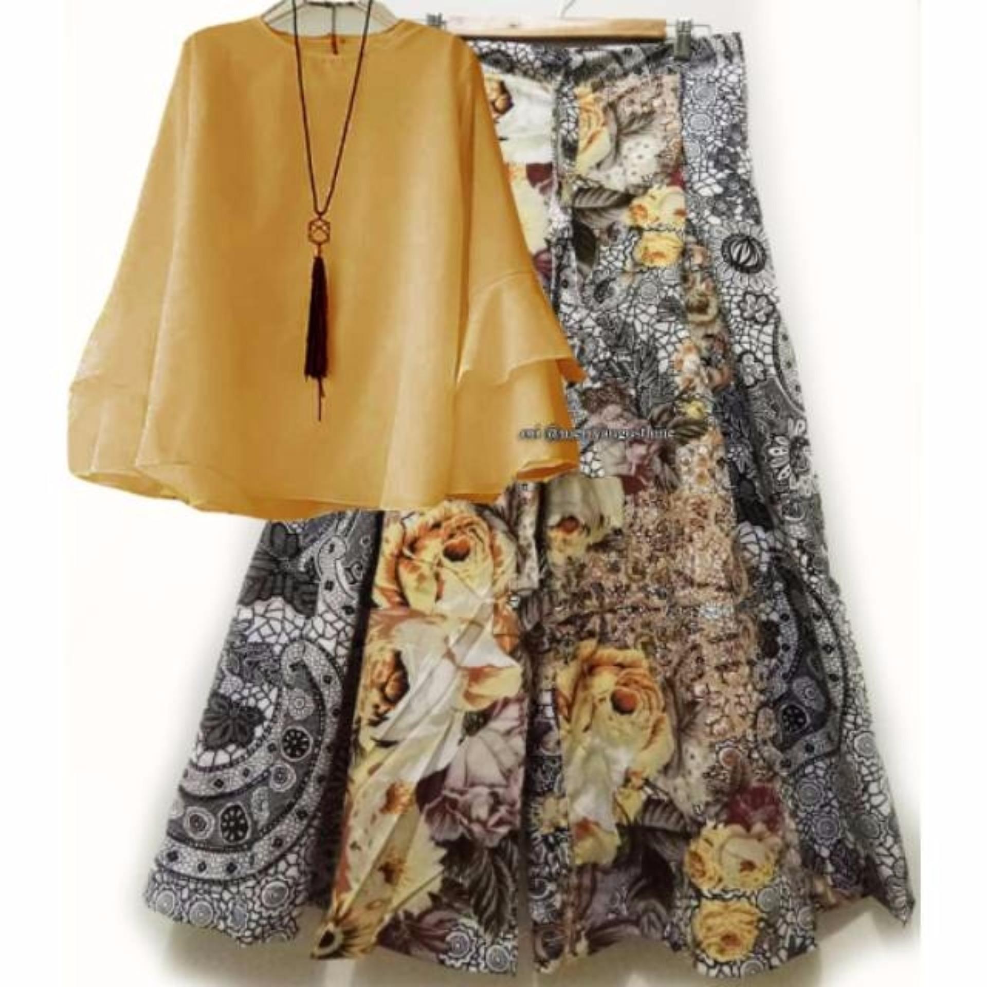 RULIVA - stelan kulot katun jepang BATIK ARETA