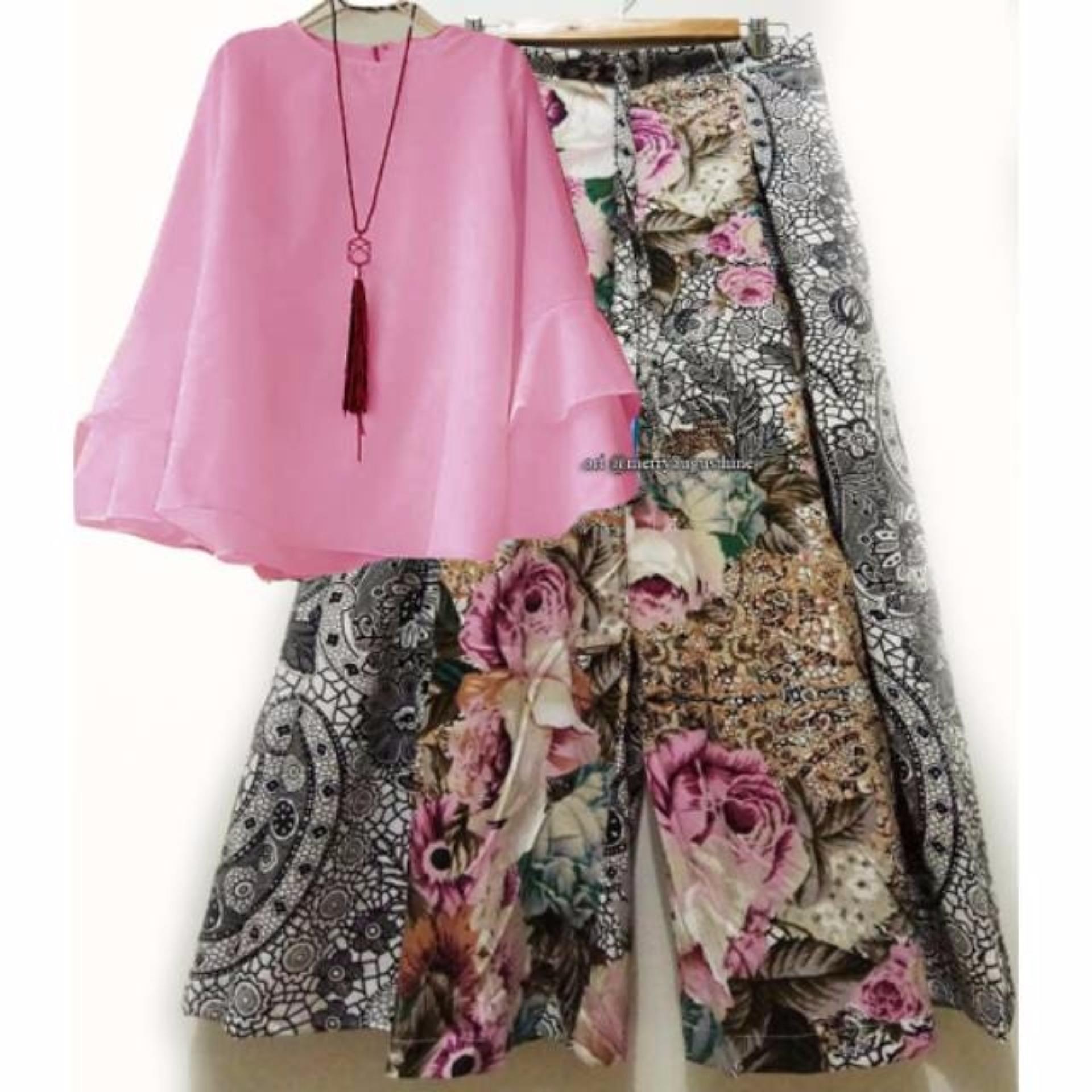 RULIVA - stelan kulot katun jepang BATIK ARETA