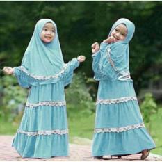 Stelan Muslim Zenna Syari Kid Biru Muda Fashion Anak Gamis Dres Anak