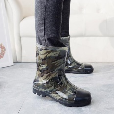 STS Pria Kamuflase Rain Boots-hijau Tentara-Intl