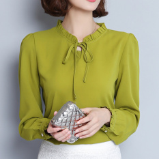 Elegan OL Profesi Baju Dalaman Baru Kemeja (Hijau gelap lengan panjang) baju wanita baju atasan kemeja wanita blouse wanita