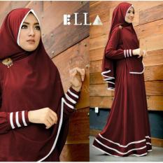 Suki Dress Hijab Syfarose - Maroon list Putih