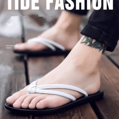 Musim Panas Hot Gaya Flip-flops Inggris Trend Pria Fashion Non-slip Leisure Sandal-Intl