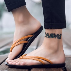 Musim Panas Hot Gaya Flip-flops Inggris Trend Pria Fashion Non-slip Leisure Sandal-Intl