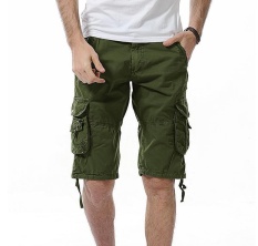 Musim Panas Gaya Baru Fashion Pria Pakaian Celana Pendek Olahraga Pantai Katun Murni Oversize Shorts Celana (tentara Hijau) -Intl