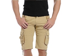 Musim Panas Gaya Baru Fashion Pria Pakaian Celana Pendek Olahraga Pantai Katun Murni Oversize Shorts Pants (khaki)-Intl