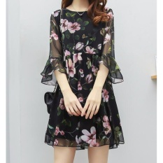Musim Panas Baru Fashion Wanita Korea Versi Rok Longgar T-shirt Sifon Cetak Bola Gaun Pesta Malam-Intl