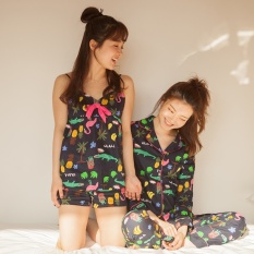 Bagian Tipis Musim Panas Selimut Sling Shorts Pajamas Suit Nn. SummerKorean-gaya Cute Lengan Lengan Panjang Tracksuit Wanita (TS153-8029 Sling Bagian) -Intl