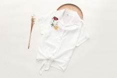 Summer Women Casual Tops Short Sleeve Embroidery White Top Blouses Shirts Sexy Kimono Loose Beach Shirt Blusas Feminina