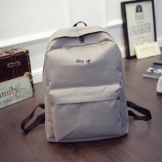 Matahari dan Bulan Portable Pemakaian Sehari-hari Shoulder Bag Canvas Sekolah Tinggi Siswa Bag Girls Leisure Travel Backpack Grey- INTL