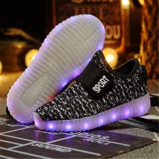 Sunshine Boys Gadis Dipimpin Lampu Sepatu untuk Anak-anak Fashion Anak Usb Pengisian Luminous Sneakers Musim Semi Musim Gugur Bercahaya Sepatu Kanak- Kanak Kasut (Hitam) -Intl